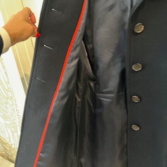 Womens Jcrew Navy Blue Italian Double Cloth Wool Coat with Belt, Size 0 - Picture 7 of 9